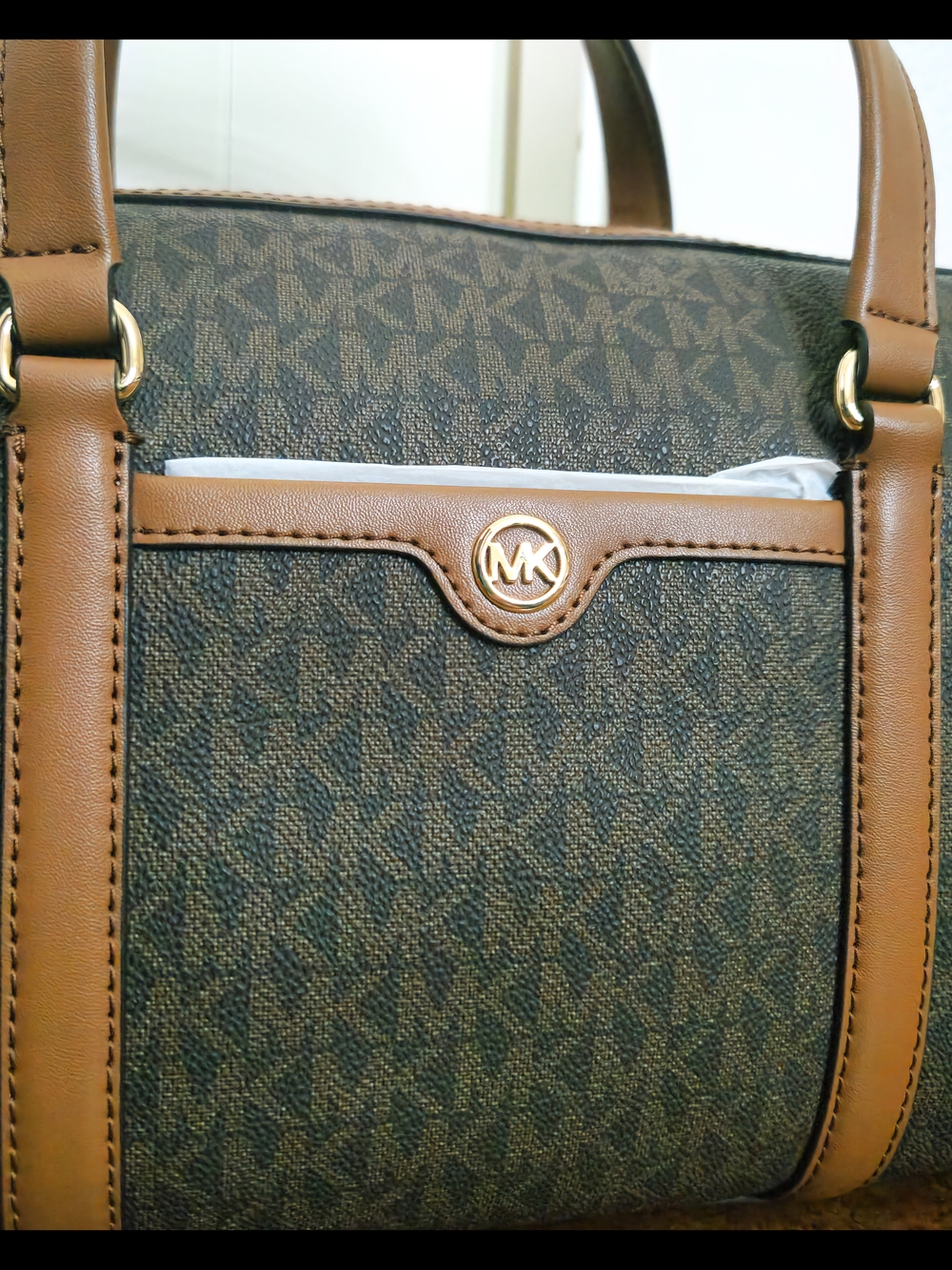 Michael Kors Jet Set Travel Medium Duffle Satchel Bag Signature Brown - Picture 4 of 9